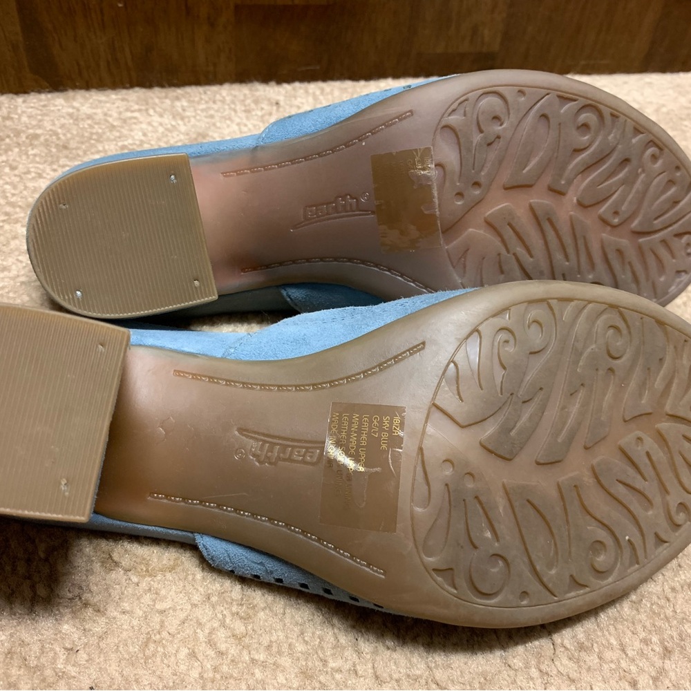Earth Perforated Blue Suede Mules - Picture 3 of 8